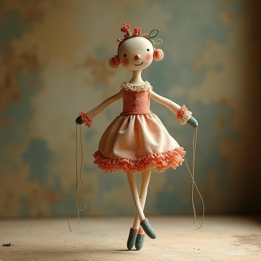 Petite marionnette décorative en textile, esprit artisanal